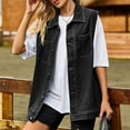 thumbnail image 6 of Usmixi 2023 Winter Womens Denim Vest Denim Jacket for Women Trendy Button Down Lapel Sleeveless Boyfriend Jean Jacket Coat Loose Casual Solid Vest Outerwear with Pocket Up to 65% off, 6 of 7