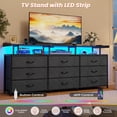 thumbnail image 2 of 9 Drawers TV Stand Dresser for 65/75/50 inch TV, Entertainment Center, 63" W Large LED TV Stand with LED Lights & Power Outlets, TV Console for Bedroom,Black, 2 of 8