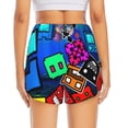 thumbnail image 2 of Lsque Geometry Dash Printed Women's Running Shorts with Liner Pockets,Elastic Quick Dry Workout Athletic Gym Yoga Shorts,Womens High Waist Shorts-Large, 2 of 9
