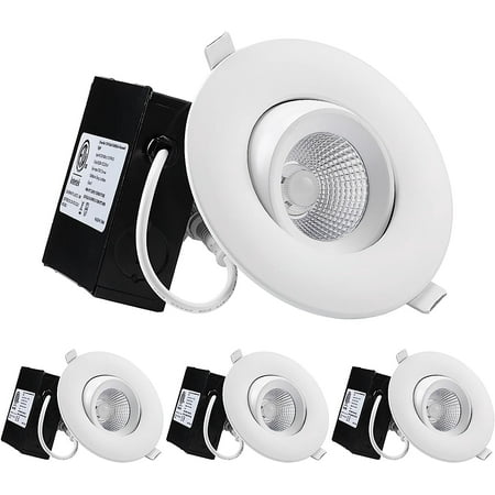 

TUYUAN 4 Inch LED Gimbal Recessed Lights Adjustable with Junction Box ETL & ES 38° Narrow Beam Angle Anti-Glare Eyeball Spot Light 950lm CRI90 Dimmable Downlight 5000K Daylight Pack of 4