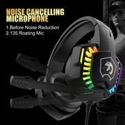 Wired Gaming Keyboard&Mouse Headset Combo,Rainbow Over Ear Headphone with Mic,Mice Pad for PC(Black)