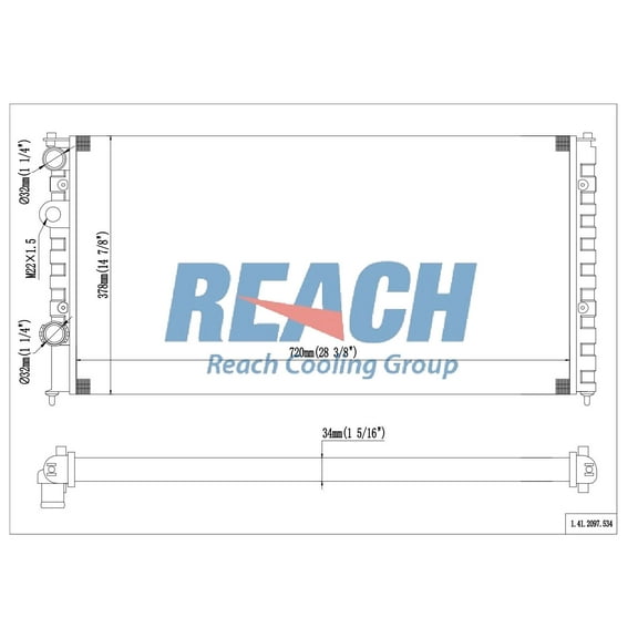 REACH 41-2097 Radiator for 97-95 Volkswagen Passat, Automotive Radiator Replacement Part