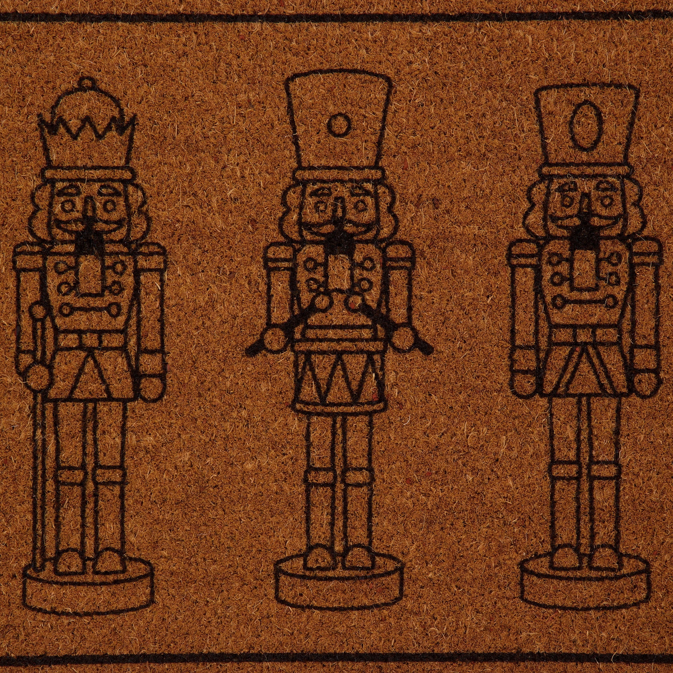 My Texas House Natural and Black Nutcracker Outdoor Coir Christmas Doormat, 18" x 30"