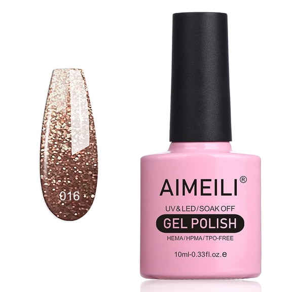 AIMEILI Glint Soak off UV LED Gel Nail Polish For Home Salon DIY- Liquid Gold(016) -10ml
