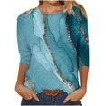 thumbnail image 1 of CHUANK Chemises pour Femmes Décontractées Chemises à Manches 3/4 pour Femmes Été Col Rond Tuniques Amples à Enfiler Hauts Paysage Décontractés Blouse T-Shirt, 1 of 4