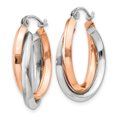 thumbnail image 2 of 14k Rose and White Gold Polished Oval Tube Hoop Earrings 14k Two-tone Earrings, 2 of 4
