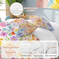 thumbnail image 3 of Spring Floral Bedding 3 Piece Duvet Cover Set California King, Watercolor Botanical Colorful Summer Soft Microfiber Comforter Cover with Zipper Closure & Pillowcases, FadeResistant Quilt Cover, 3 of 9