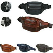 Jieowen Men Vintage Leather Waist Belt Bum Bag Fanny Pack Hip Pouch Money Purse Case
