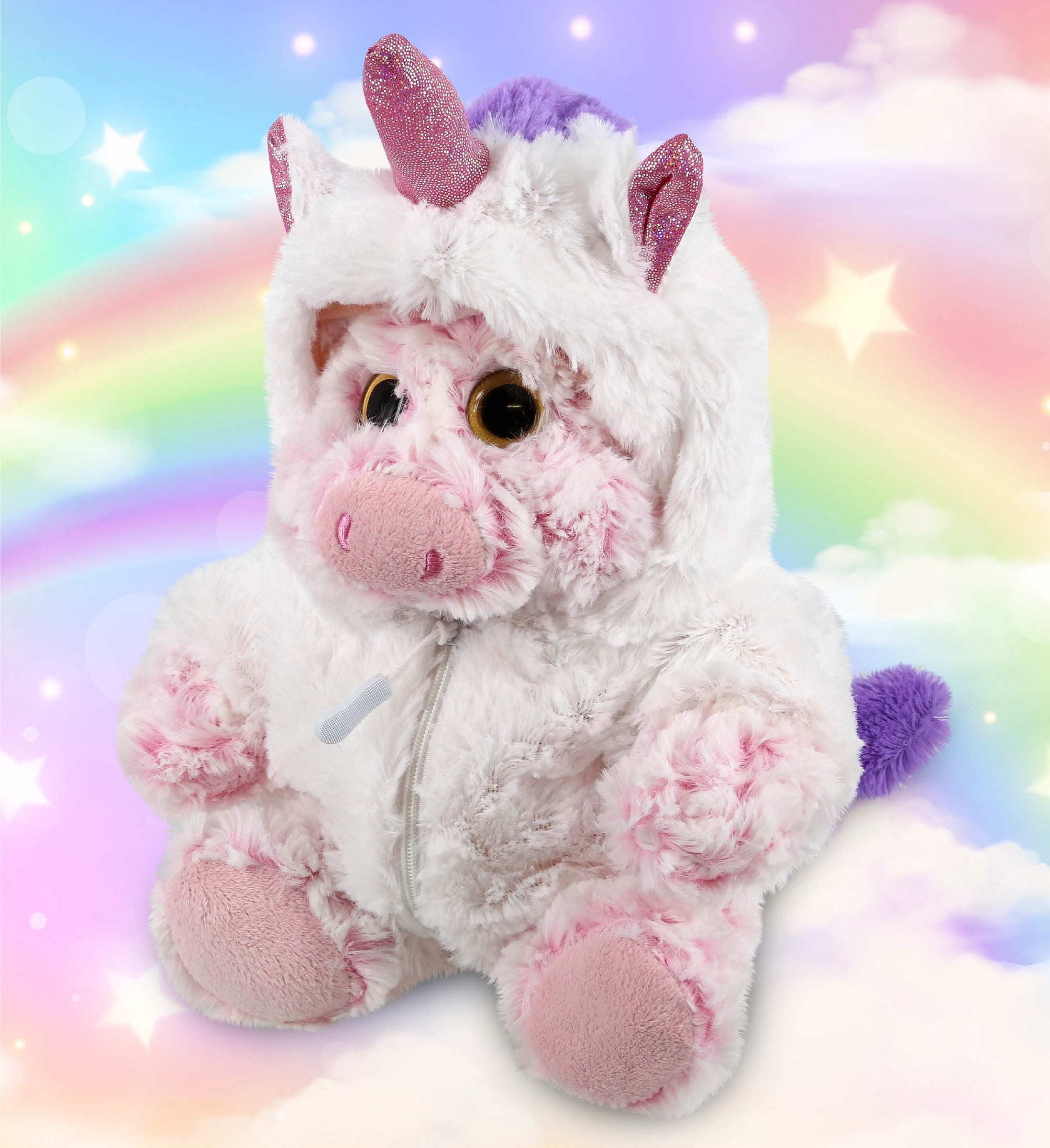 DolliBu Sitting Pig Unicorn Plush Stuffed Animal Toy - Super Soft Pigcorn Dress Up with Removable Plush Unicorn Outfit, Cute Fantasy Wildlife Gift - 9 Inch