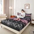 thumbnail image 4 of Castle Fairy Teens Pink Romantic Rose Twin Sheet Sets,Bohemian Damask Bedding, 4 of 7