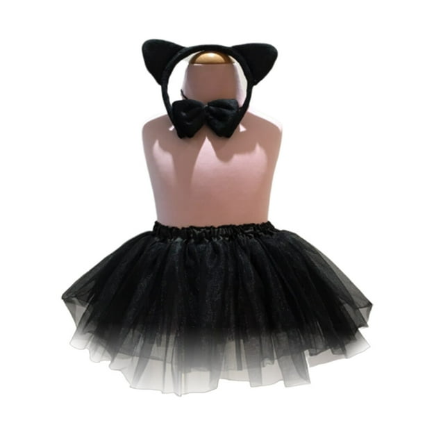 1 Juego de disfraces para niños, traje de dibujos animados, diadema de gato, pajarita, falda de cola, accesorios de actuación para fiesta de Cosplay