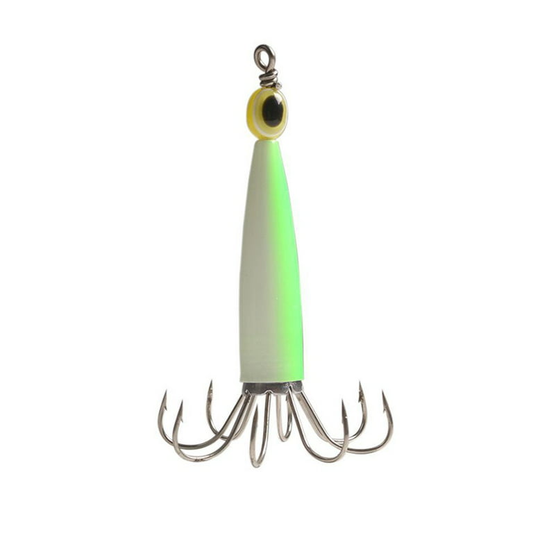 Squid Jigs Glow In The Dark Fishing Lures 8 Claws Hooks Luminous With Eyes  