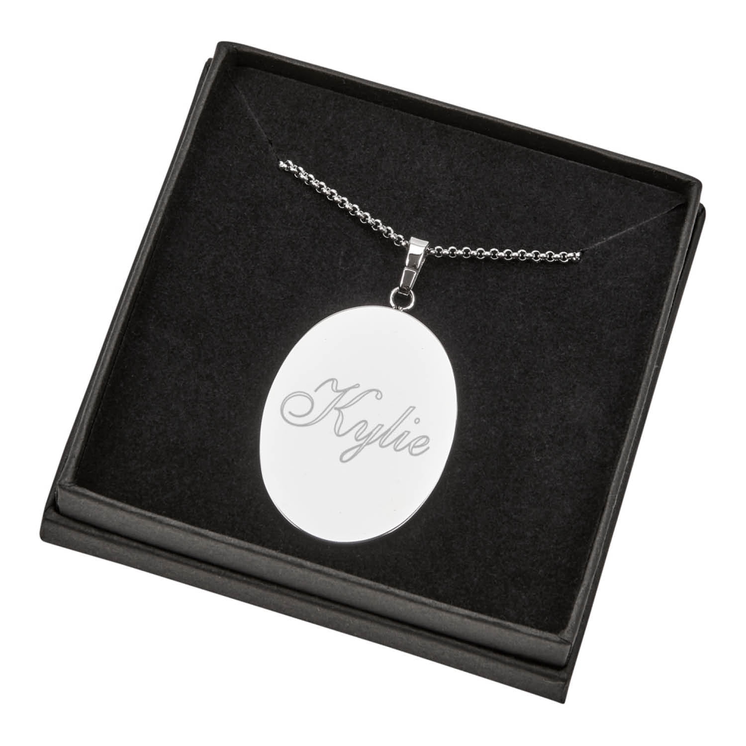 Her Name Personalized Oval Pendant With Chain