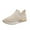 K-Beige, variant on Kcodviy Spring and Summer Women Sneaker Sandals for Women Chunky Sports Shoes Flat Bottom Flat Sneaker Boots for Women Lightweight Slip on Fly Woven Mesh Breathable Comfortable Solid Color Casual St