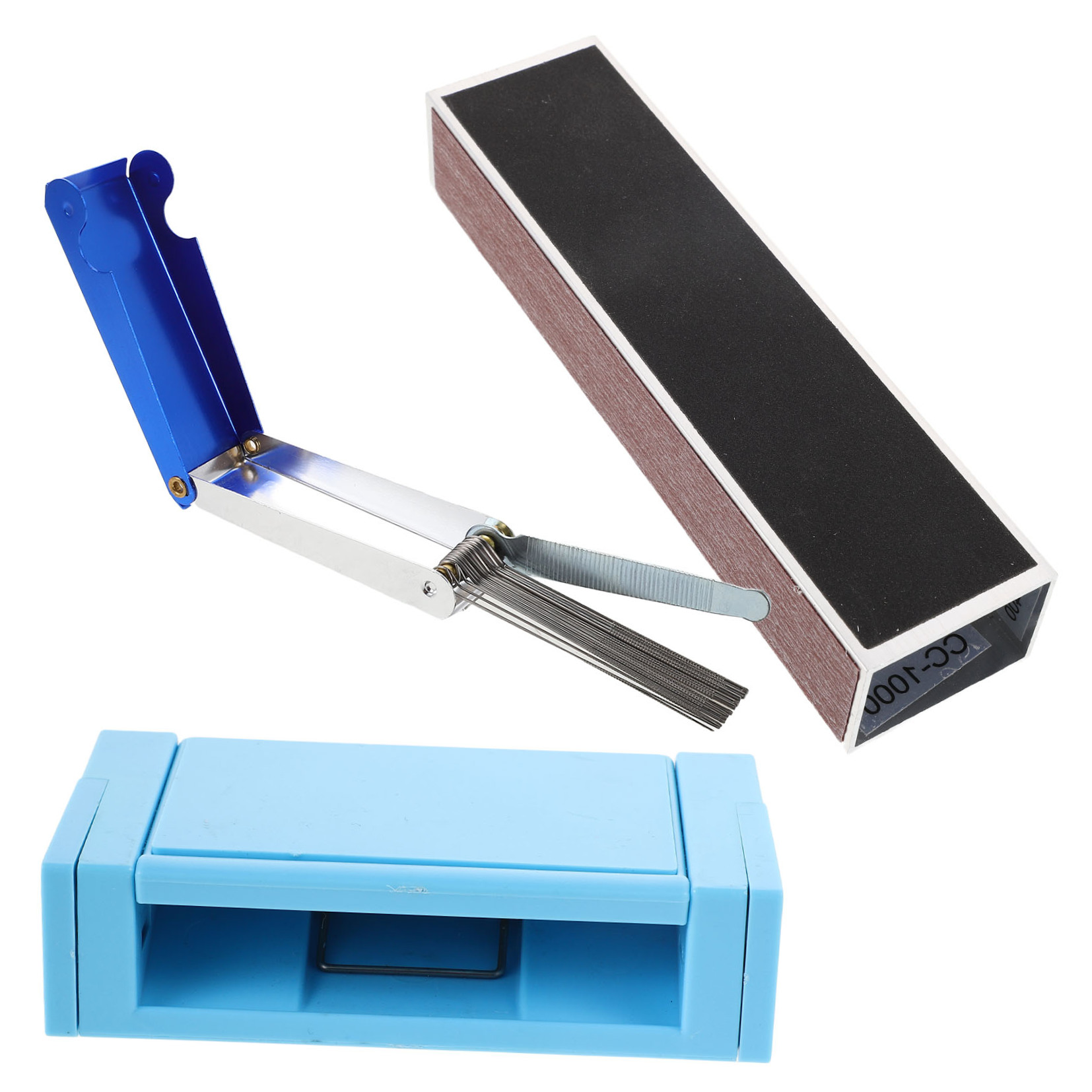 FOMIYES 1Set Professional Guitar Luthier Tool Kit with Fret Beveling File and Grinding Sander Blue