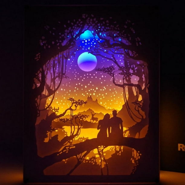 Lámpara De Papel Tallado Arte Lámpara De Mesa Led Papercut Light Box 3D LED Lámpara De Tallado De Papel Tallado De Papel Arte Luces Nocturnas Lámpara De Mesa LED Para ANGGREK Otros