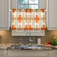 thumbnail image 2 of Yayeee Kitchen Curtains Tier Pair Light Filtering 27"x24" Rod Pocket Short Cafe Window Panel, Beige Geometric Pattern, 2 of 7