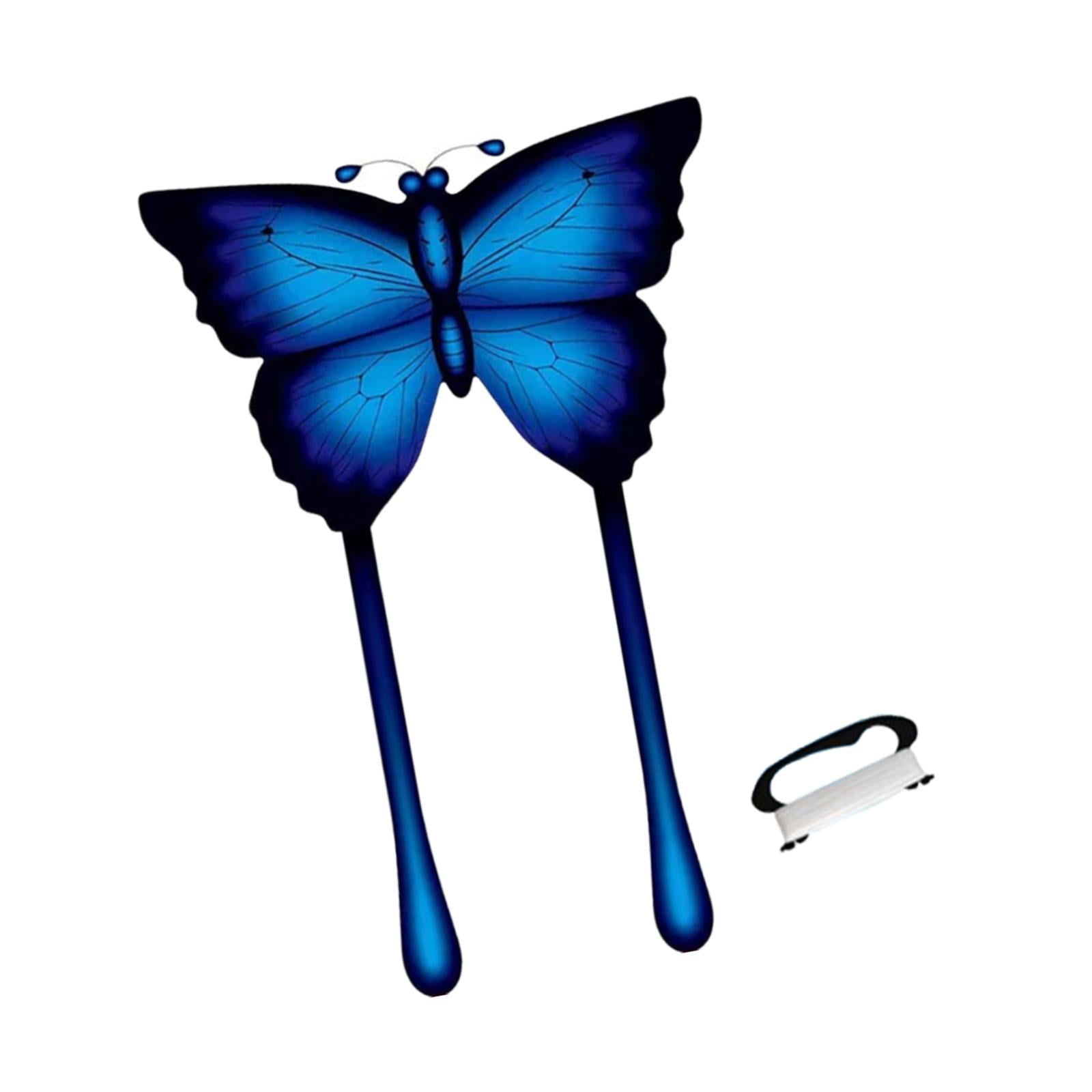 QccHieUs Butterfly Kite 100M Line Handle Included Portable Kids Kite Easy to Fly for Yard Blue