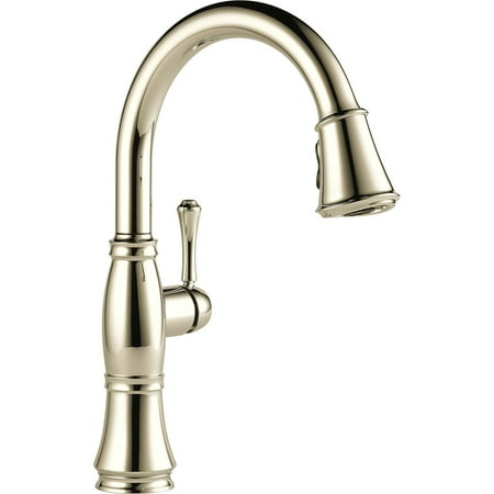 Nickel Polished Filler - Delta Cassidy Single Handle Pull-Down Kitchen Faucet with ShieldSpray Technology, Polished Nickel