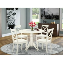 East West Furniture Dining Room Set Linen White, DLBO5-LWH-LC