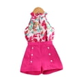 thumbnail image 2 of WOLLED Toddler Kids Halter Neck Cami Crop Tops and Floral Shorts Sets for Girls 2 Piece Summer Casual Shorts Outfits 4-7T, 2 of 10