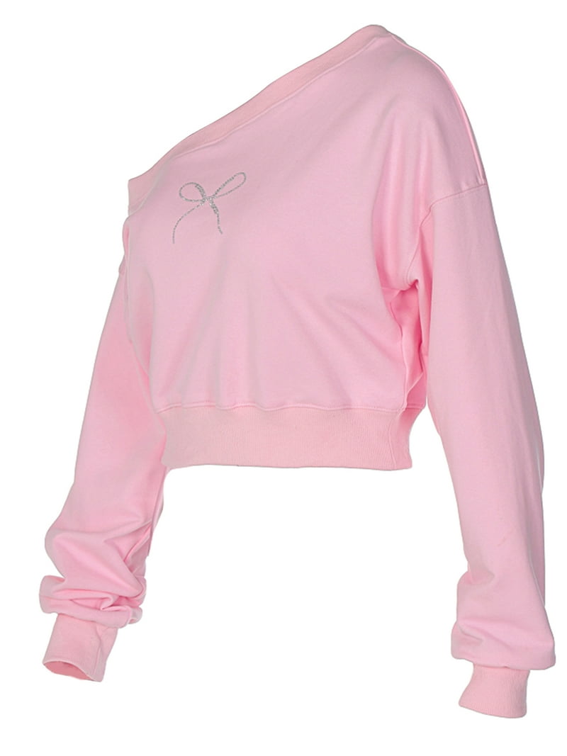 IMISSILLEB Sexy Women's Bow Pattern Off Shoulder Oversized