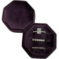 thumbnail image 3 of Velvet Treasures Engagement Ring Box - Vintage 3 Slot Octagon Jewelry Box for Wedding Ceremony, Display & Storage, Dark Purple, 3 of 3