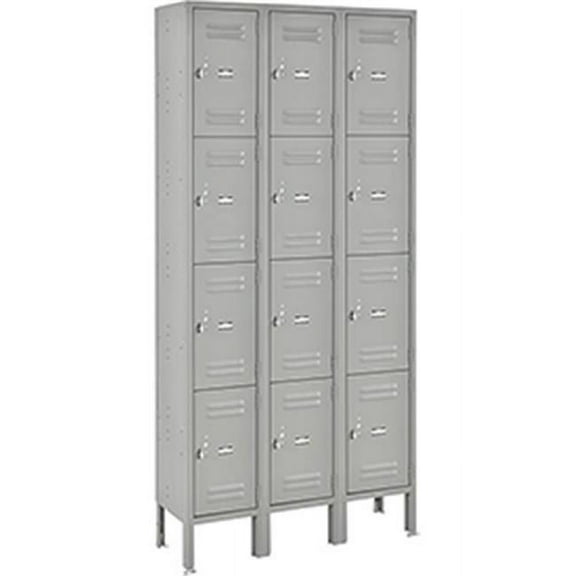 Lockers 4-Tier 12 x 18 x 18 in. 12 Door Assembled Gray
