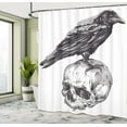 thumbnail image 5 of Ambesonne Scary Shower Curtain, Sketchy Old Skull Image, 69"Wx75"L, Charcoal Grey White, 5 of 5