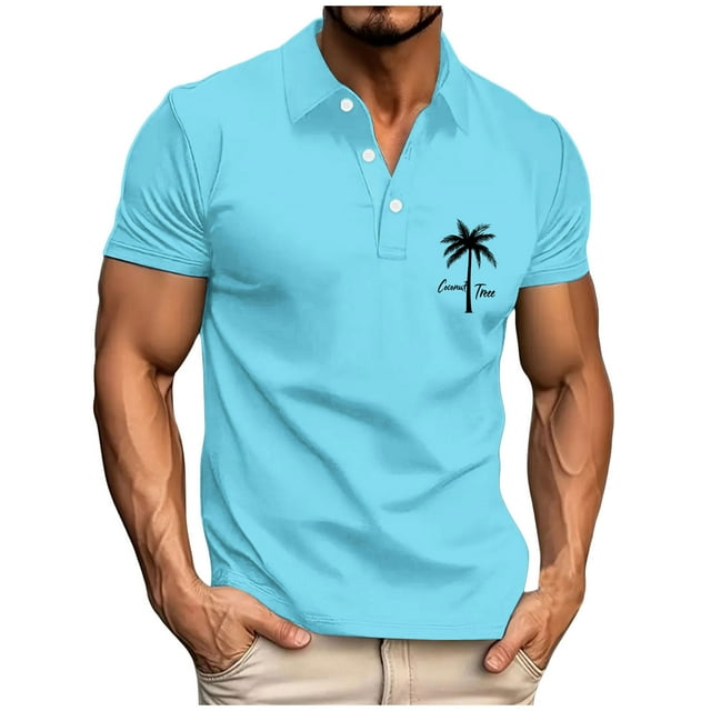 Camisas para Hombre Casual Negocios de Manga Corta Impreso Atlético con Solapa para el Trabajo Y Deportes Al Aire Libre