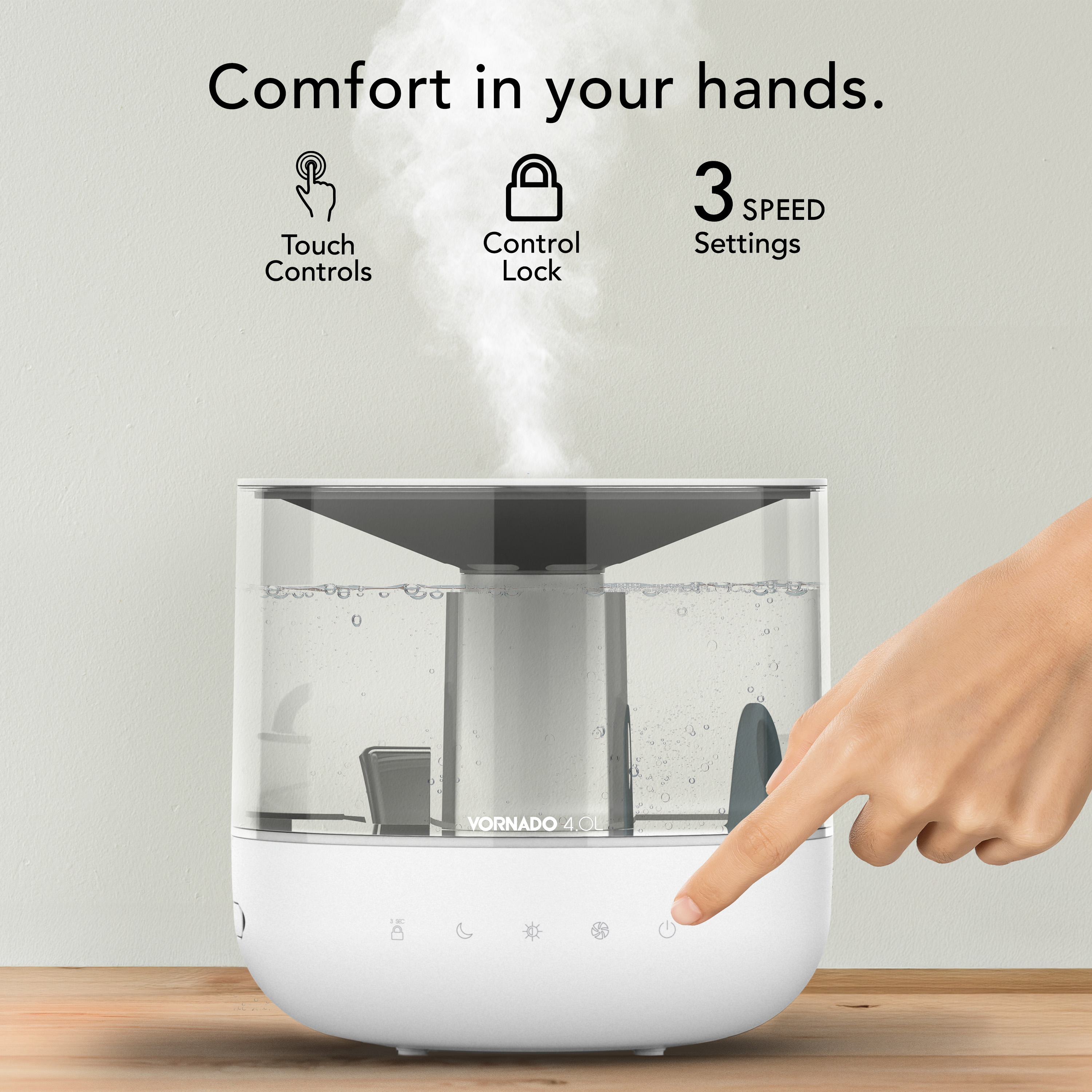 Vornado MISTIC 4 Whole Room Ultrasonic Humidifier, Top-Fill, Essential Oil Aromatherapy, 1-Gallon Tank, White