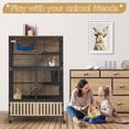 thumbnail image 7 of HABUTWAY 60''H Metal Large Ferret Cage, Rolling Chinchilla Cage, Critter Nation Cage, Indoor Wooden Pet Crate Furniture Grey Walnut, 7 of 7
