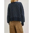 thumbnail image 4 of Women'S Oversized Polka Dot Knit Sweater Casual Loose-Fit Pullover for Fall and Winter Navy Blue L, 4 of 7