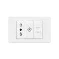 thumbnail image 1 of White Italy Chile Outlet with USB Smart Type-c Fast Charging,Dual USB Wall Socket Chile Plugs Plastic Panel Light Switch Sat TV, 1 of 5