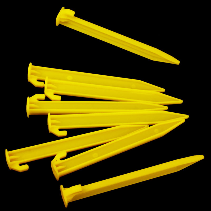 Pack 5pcs Yellow Plastic Awning Tent Pegs Stakes Tail Camping Awning Trip Pins 