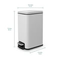 thumbnail image 3 of Moorefield Forte Slim Rectangular Step Trash Can, 1.6 Gallon Compact Bathroom Waste Bin with Soft Close Lid and Removable Inner Bucket, Matte White, 3 of 11