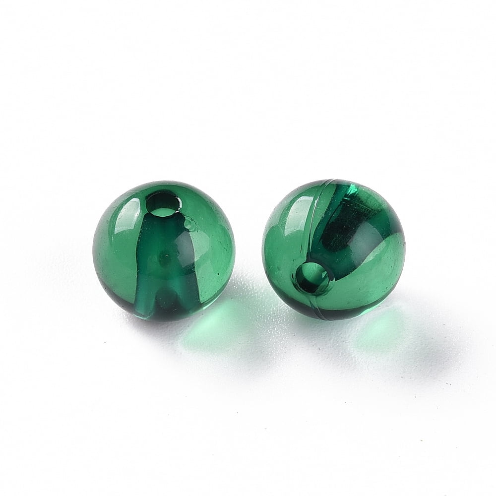 Transparent Acrylic Beads Round Dark Green 10x9mm Hole: 2mm 940pcs/500g