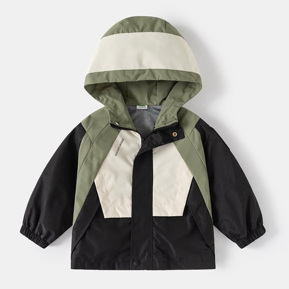 HOMADLES Boys Coats Jackets Windbreaker Long Sleeve Casual Hoodies Coat for Kids Outerwear Hood Jacket Army Green 2 T