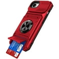 thumbnail image 4 of For iPhone 17E / 16E / SE4 Multi-Functional 2X Card Slot Shockproof Metal Ring Hybrid Case - Red, 4 of 4