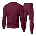 thumbnail image 5 of Hogleaql Sweat Suits for Men 2 Piece Crew Neck Sweatshirts and Sweatpants Textured Relaxed Fit Sweatshirts Jogging Sport Pants Set Casual Fall Suit with Pockets Wine 2XL, 5 of 7