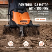 VEVOR 12 Amp Electric Tiller, 18 Tilling Width 3.94 Tilling Depth Corded Electric Tiller/Cultivator, Steel Mn Tines, Rototiller for Garden Lawn Soil Digging