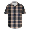 thumbnail image 5 of ZCFZJW Vintage Color Block Print T-Shirts for Men Big and Tall Regular Fit Casual Summer Short Sleeve Plaid Button Down Hawaiian Shirts Tops Multicolor#05 XXXXXL, 5 of 5