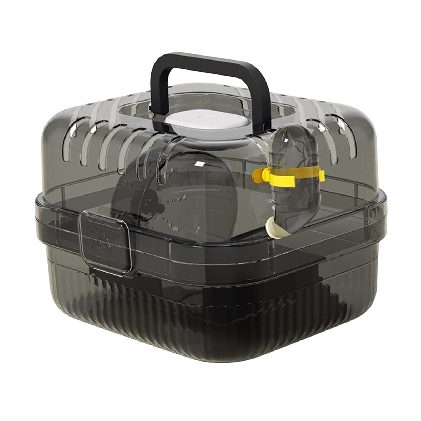 oshhni Hamster Cage with Water Bottle Breathable Carry Case for Gerbils Rats black