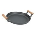 thumbnail image 5 of BBQ Grill Pan with Dual Wooden Handles Round Cast Iron Steak Frying Meat Roasting Skillets for Barbecue Gatherings 33cm/12.99in, 5 of 5