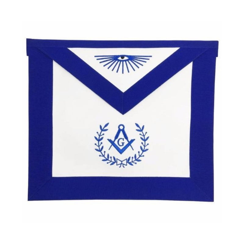Master Mason Blue Lodge Apron - White & Blue Machine Embroidery - Elegant Masonic Regalia for Lodge Meetings