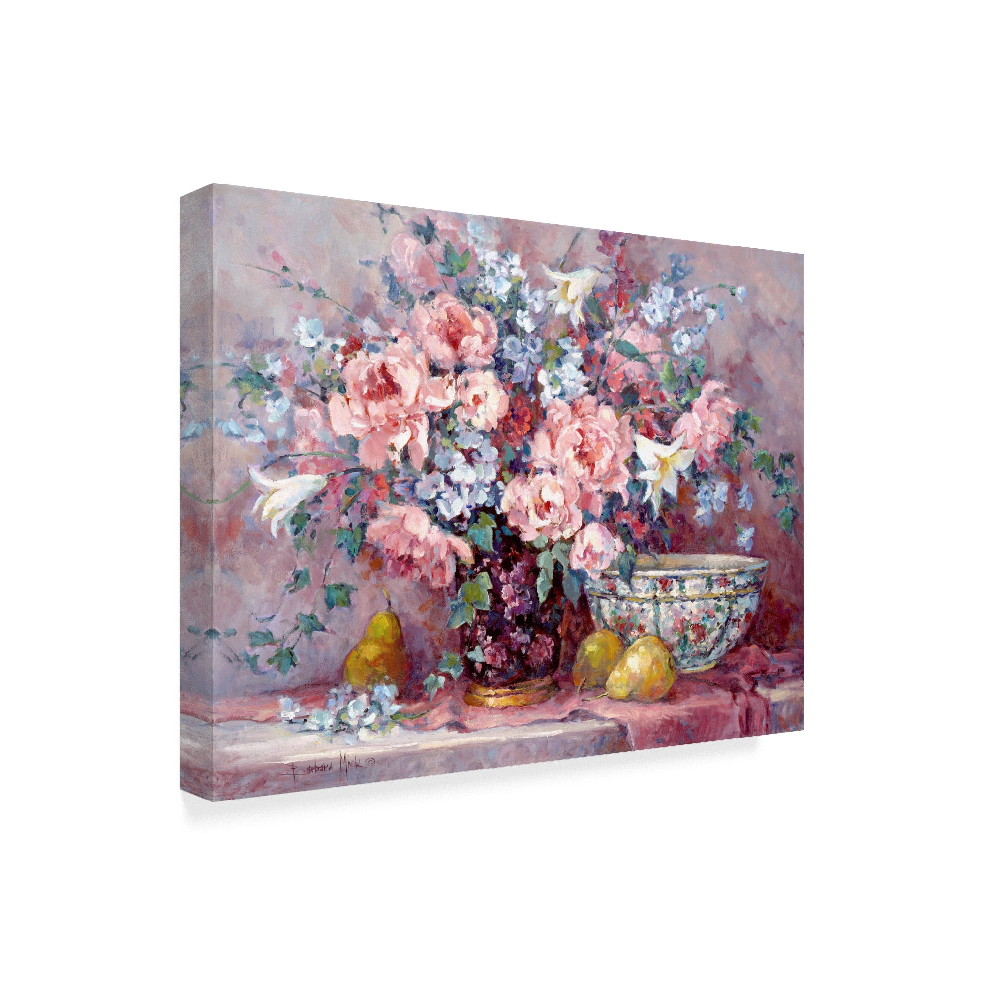 Trademark Fine Art 'Pears And Posies' Canvas Art by Barbara Mock