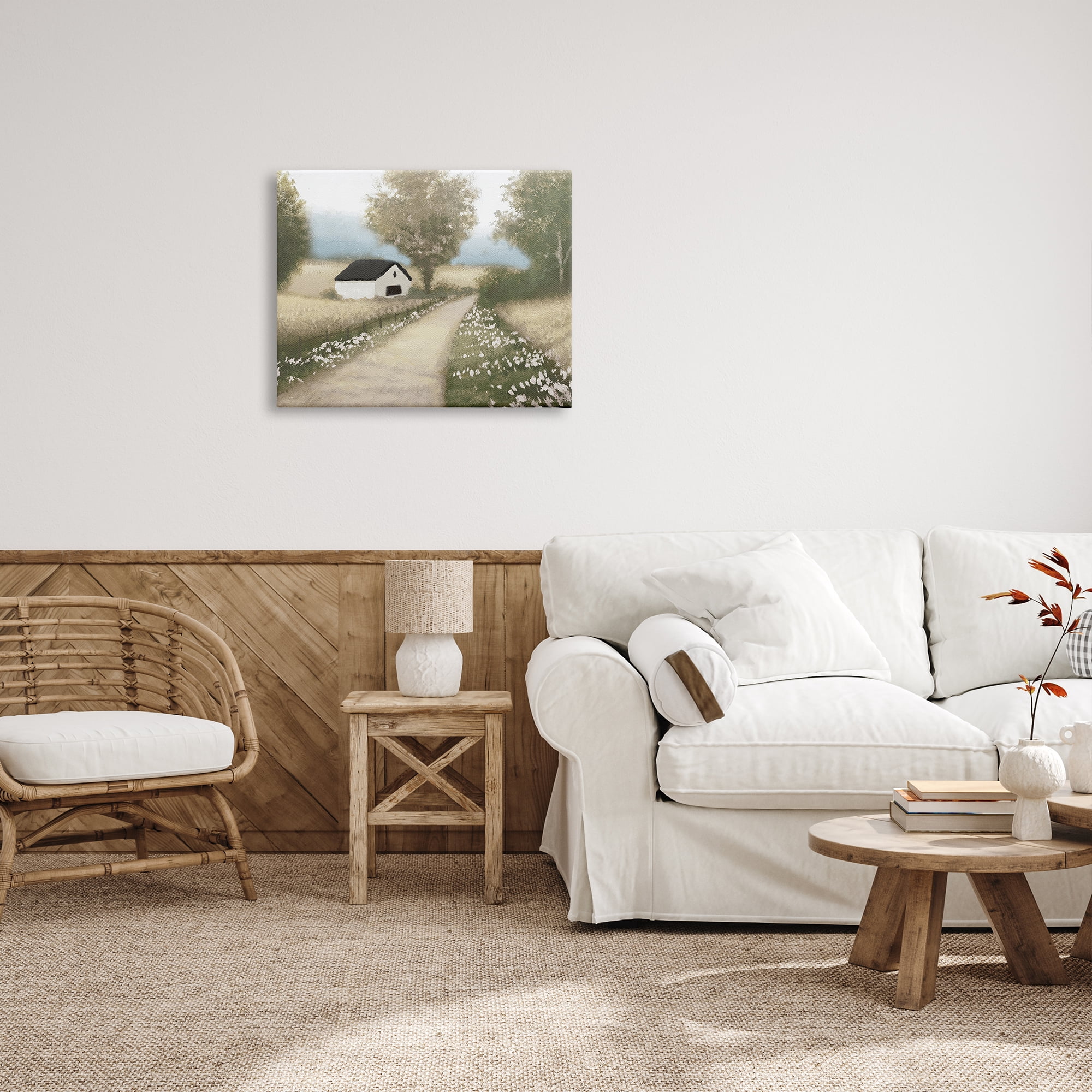 Stupell Industries Subtle Cottage Path Landscape Painting Gallery Wrapped Canvas Art Print Wall Art, 30 x 24