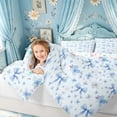 thumbnail image 3 of Meiyoeat Blue Watercolor Bow Full Size Comforter Sets for Women Girls, Girly Bloom Blossoms Flower Floral Bedding Sets, Colorful Star Reversible, 3pcs, 3 of 6