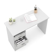 Tvilum Warner 4 Drawer Office Desk with 1 Shelf for Adults, White Finish