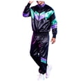 thumbnail image 3 of JFOPQVSM Unisex Disco Tracksuit Jacket and Pants Jogging Outfit Retro Two Piece Set, 3 of 9